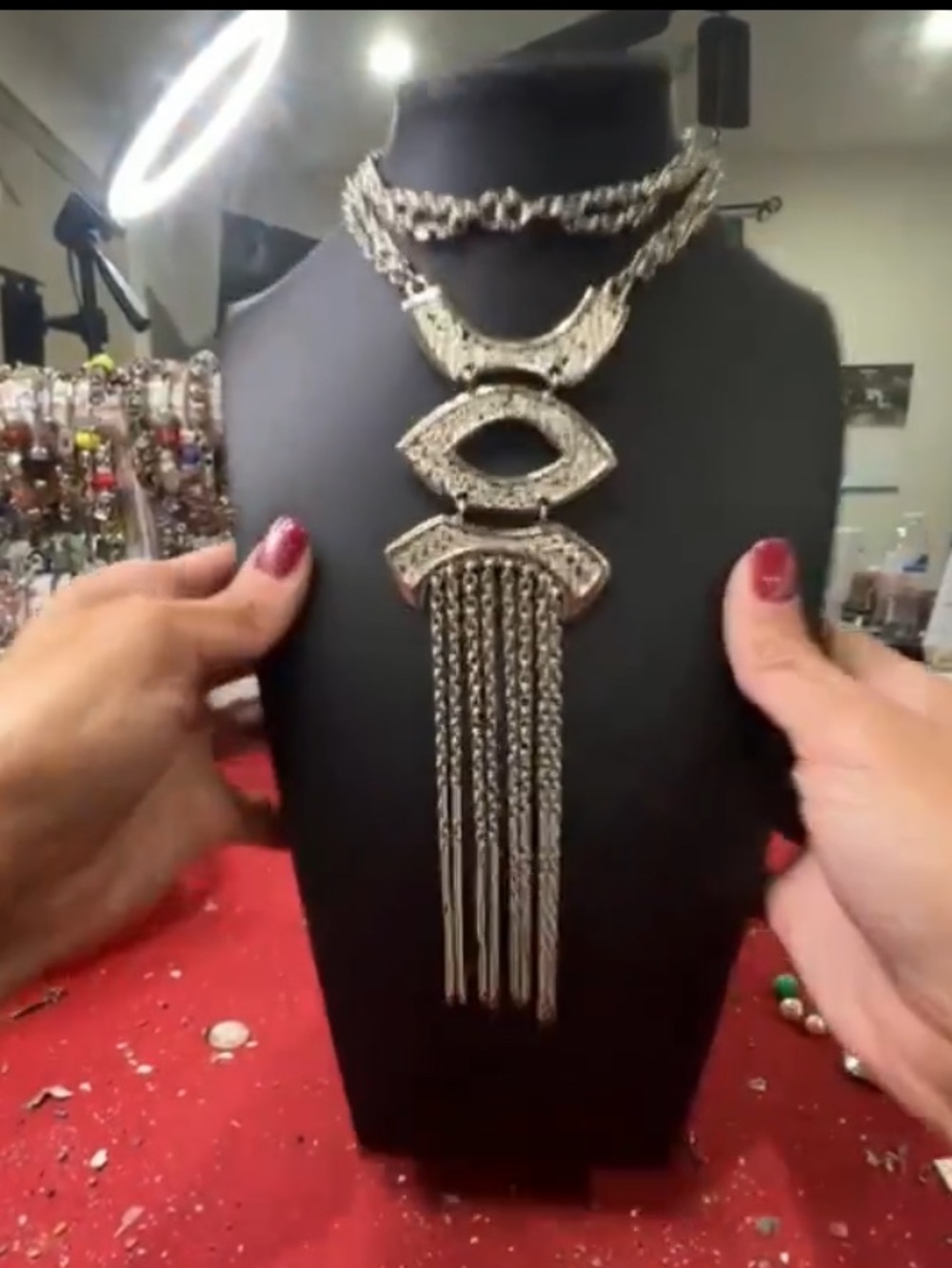 Silver Multi-Chain Statement Necklace - Picture 2 of 2
